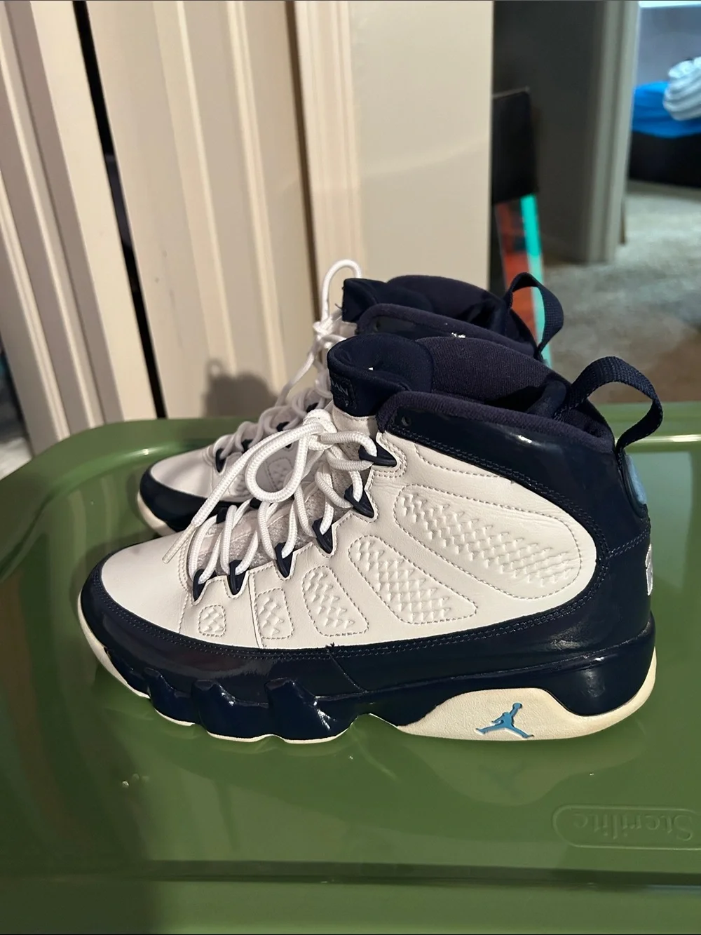 Authentic Jordan White and Navy Patent Leather Retro High Tops